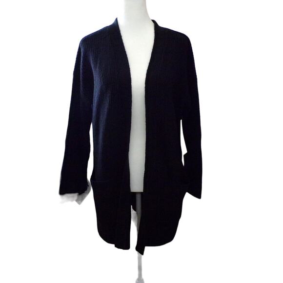 Amazon Goodthreads Black Ribbed Long Cardigan Sweater NWOT Size S - Picture 2 of 3